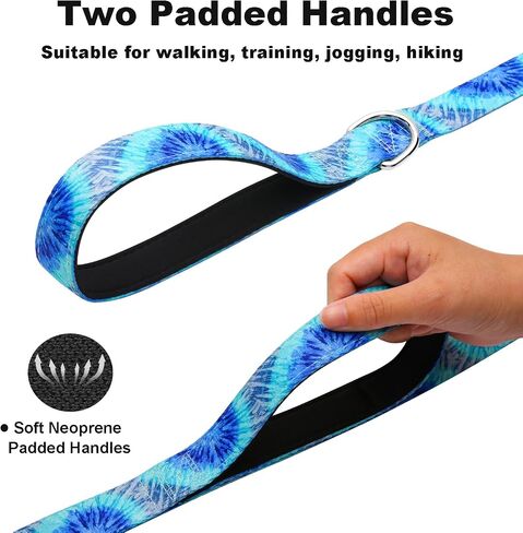 6ft Dog Leash with Two Padded Handles, Cute Girl Dog Leash with Soft Dual Handle, Walking Training Lead for Medium and Large Dogs, Purple Floral in Saudi Arabia