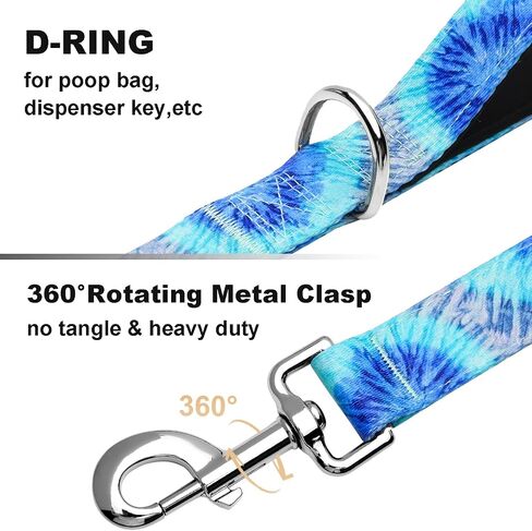 6ft Dog Leash with Two Padded Handles, Cute Girl Dog Leash with Soft Dual Handle, Walking Training Lead for Medium and Large Dogs, Purple Floral in Saudi Arabia