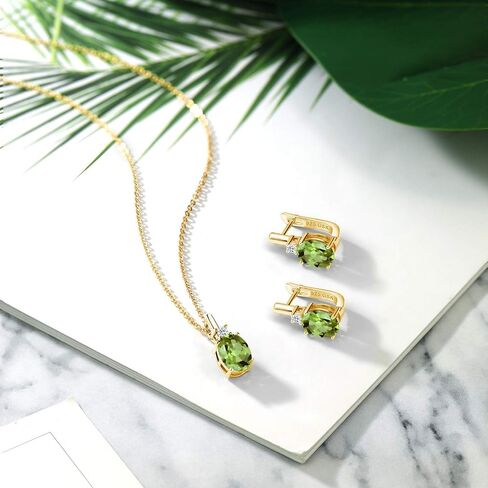 Gem Stone King 18K Yellow Gold Plated Silver Yellow Citrine and White Topaz Pendant and Earrings Jewelry Set For Women (4.59 Cttw, Gemstone Birthstone, with 18 inch Chain) in Saudi Arabia