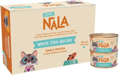 LOVE, NALA - Single Protein Flaked Wet Cat Food Variety Pack - Chicken, Tuna & White Fish - Natural, Hydration Broth, Grain-Free, Human-Grade Protein, Non-GMO, No Gums, No Carrageenan-2.8 oz,12 Cans in Kuwait