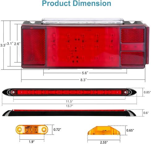 مصابيح LED للمقطورة، 2X مجموعة إضاءة مقطورة LED غاطسة جديدة مع مجموعة أدوات تسخير أسلاك المقطورة، 2 مصباح علامة للمقطورة الكهرمانية لشاحنة التخييم وقارب RV والمركبات الثلجية التي تزيد عن 80 بوصة in Saudi Arabia
