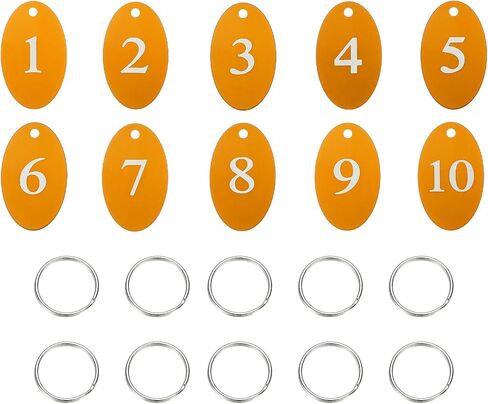 PATIKIL 10PCS Number Tags 1-10, Number Key Tags Aluminum Numbered Keychain Metal Oval with Key Rings for Organizer Field Sales Hangers Clothes Labels ID, Silver in Kuwait