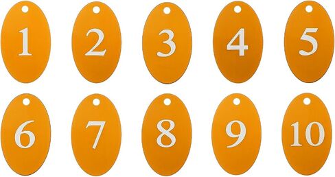 PATIKIL 10PCS Number Tags 1-10, Number Key Tags Aluminum Numbered Keychain Metal Oval with Key Rings for Organizer Field Sales Hangers Clothes Labels ID, Silver in Kuwait