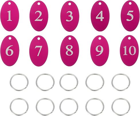 PATIKIL 10PCS Number Tags 1-10, Number Key Tags Aluminum Numbered Keychain Metal Oval with Key Rings for Organizer Field Sales Hangers Clothes Labels ID, Silver in Kuwait