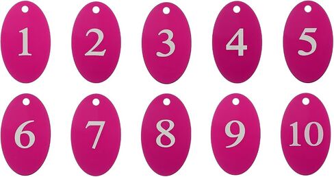 PATIKIL 10PCS Number Tags 1-10, Number Key Tags Aluminum Numbered Keychain Metal Oval with Key Rings for Organizer Field Sales Hangers Clothes Labels ID, Silver in Kuwait