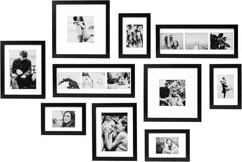 مجموعة إطارات جدارية كبيرة من ArtbyHannah مكونة من 10 قطع باللونين الأبيض والأسود، مع إطارات خشبية ومطبوعات صور عائلية مجمعة لتعليق 14 صورة وتزيين غرفة المعيشة، متعددة الأحجام in Kuwait