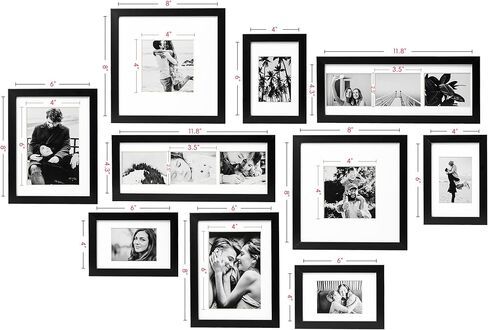 مجموعة إطارات جدارية كبيرة من ArtbyHannah مكونة من 10 قطع باللونين الأبيض والأسود، مع إطارات خشبية ومطبوعات صور عائلية مجمعة لتعليق 14 صورة وتزيين غرفة المعيشة، متعددة الأحجام in Kuwait