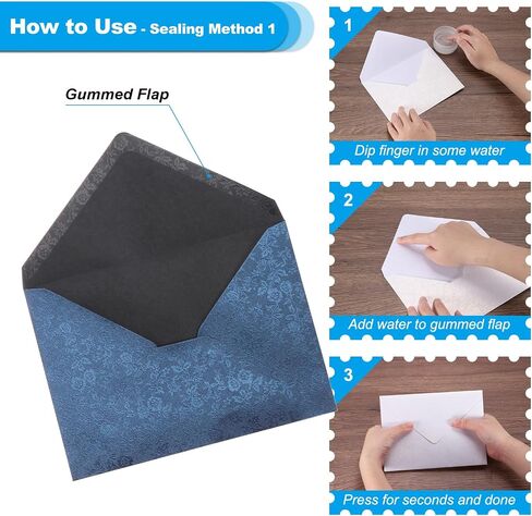 PATIKIL 5x7 Envelopes, 100Pcs A7 Size Glue V Flap Rose Invitation Envelopes with Gold Heart Stickers for Greeting Cards Wedding Invitations Graduation Birthday, Navy Blue in Saudi Arabia