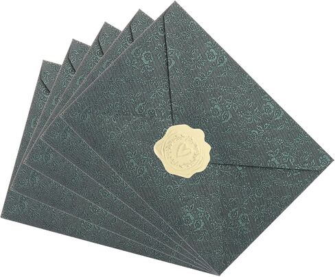 PATIKIL 5x7 Envelopes, 100Pcs A7 Size Glue V Flap Rose Invitation Envelopes with Gold Heart Stickers for Greeting Cards Wedding Invitations Graduation Birthday, Navy Blue in Saudi Arabia