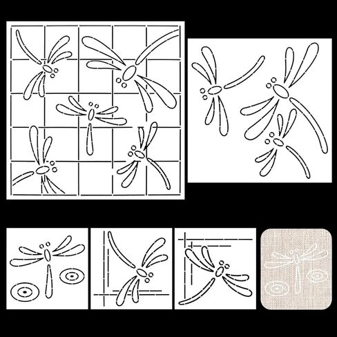 FreeBloss 5pcs Dragonfly Sashiko Stencils Sashiko Pet Template for kilting temproidery temproidery stencils 3 sister 11 '‘/8.7‘/4.7 ‘square in Saudi Arabia
