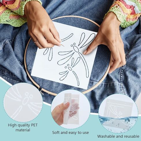 FreeBloss 5pcs Dragonfly Sashiko Stencils Sashiko Pet Template for kilting temproidery temproidery stencils 3 sister 11 '‘/8.7‘/4.7 ‘square in Saudi Arabia