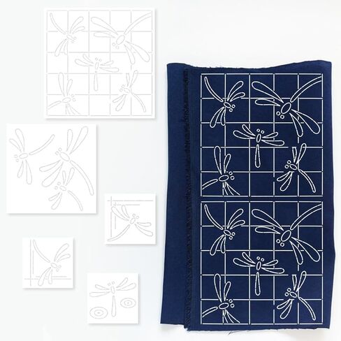 FreeBloss 5pcs Dragonfly Sashiko Stencils Sashiko Pet Template for kilting temproidery temproidery stencils 3 sister 11 '‘/8.7‘/4.7 ‘square in Saudi Arabia