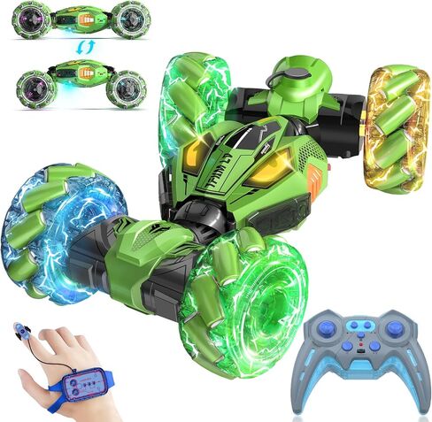 Gesture Sensing RC Stunt Cars - Toys for Boys Girls 6-12 | Best Gifts for Kids 6-12 Years Old | 4WD 360° Rotating Remote Control Transform Car | All-Terrain Off Road Vehicle with Lights Music Blue in Kuwait