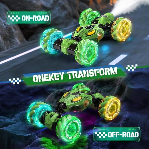 Gesture Sensing RC Stunt Cars - Toys for Boys Girls 6-12 | Best Gifts for Kids 6-12 Years Old | 4WD 360° Rotating Remote Control Transform Car | All-Terrain Off Road Vehicle with Lights Music Blue in Kuwait