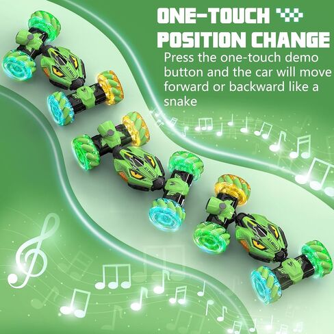 Gesture Sensing RC Stunt Cars - Toys for Boys Girls 6-12 | Best Gifts for Kids 6-12 Years Old | 4WD 360° Rotating Remote Control Transform Car | All-Terrain Off Road Vehicle with Lights Music Blue in Kuwait
