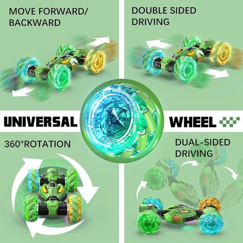 Gesture Sensing RC Stunt Cars - Toys for Boys Girls 6-12 | Best Gifts for Kids 6-12 Years Old | 4WD 360° Rotating Remote Control Transform Car | All-Terrain Off Road Vehicle with Lights Music Blue in Kuwait