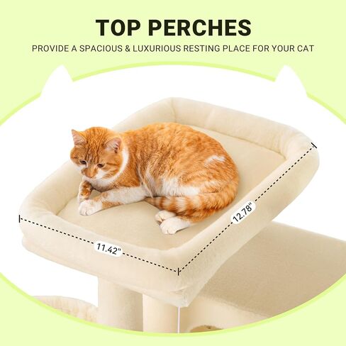 Allewie 64 Inches Cat Tree Tower/Multi-Level Activity Center for Indoor Big Felines/2 Plush Condos/2 Perchs/Basket/House/Sisal Scratching Posts/Hanging Cat Toys/Dark Grey in Kuwait