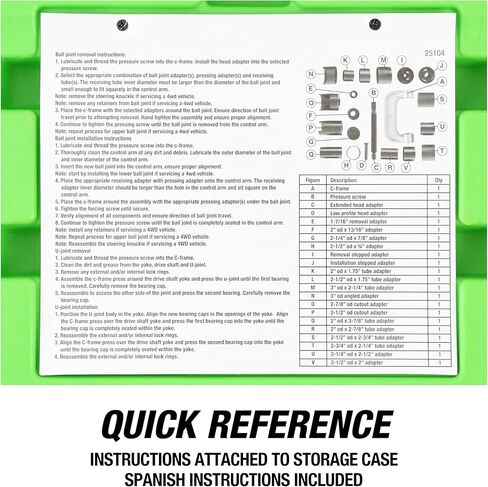 OEMTOOLS 37089 مكبس كروي مشترك مع مجموعة خدمة وصلة كروية 4WD للسيارات والشاحنات، مشبك كروي مشترك C، مجموعة محول وصلة كروية علوية وسفلية in Saudi Arabia