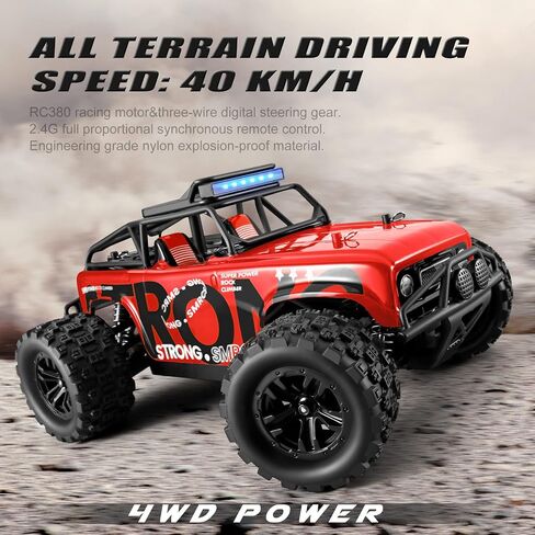 RC Car Remote Control Truck, 1:18 Scale 4WD Off Road RC Truck, 40km/h Remote Control Cars, 2.4Ghz RC Vehicle Rock Crawler with 2 Batteries-60 min Playtime, for Boys Kids Girls Teens - Red in Saudi Arabia
