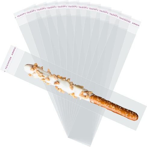 Self Sealing Cellophane Bags - 2x10 Inches 100 Pcs Clear Individual Pretzel Rod Bags for Packaging ICY Candy Treat Popsicle Cookies and Favors in Kuwait
