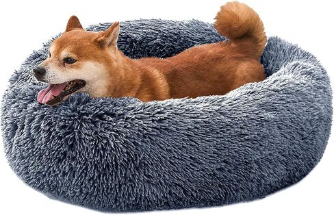 Comfort Donut Dog Bed - Ultra-Soft Pet Bed with Neck Support, 3 Sizes (Machine Washable) for Small/Medium/Large Dogs & Cats (Gray, 32''Lx32''Wx8''Th) in Kuwait