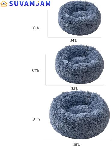 Comfort Donut Dog Bed - Ultra-Soft Pet Bed with Neck Support, 3 Sizes (Machine Washable) for Small/Medium/Large Dogs & Cats (Gray, 32''Lx32''Wx8''Th) in Kuwait