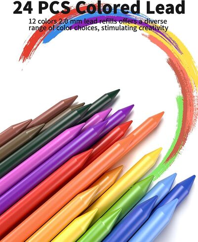 21PCS Metal Mechanical Pencil Set, Art Lead Pencil 0.3, 0.5, 0.7, 0.9, 2mm Holder(HB 2H 2B 4B Color) with 10 Tubes Graphite Lead Refills Eraser with Case for Drafting Drawing Sketching in Kuwait