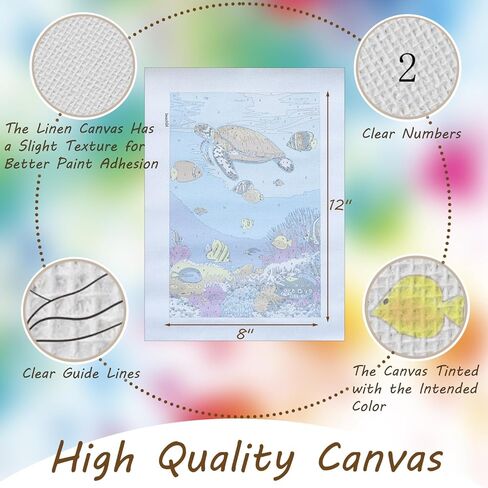 AUTMAPLA 4 Pack Beach Paint by Numbers Kit for Adults Beginner,Ocean Landscape Paint by Number on Canvas Watercolor DIY Acrylic Oil Simple Easy Small Paint by Numbers for Home Decor 8"X12" in Saudi Arabia