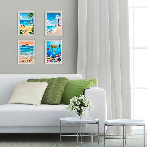 AUTMAPLA 4 Pack Beach Paint by Numbers Kit for Adults Beginner,Ocean Landscape Paint by Number on Canvas Watercolor DIY Acrylic Oil Simple Easy Small Paint by Numbers for Home Decor 8"X12" in Saudi Arabia