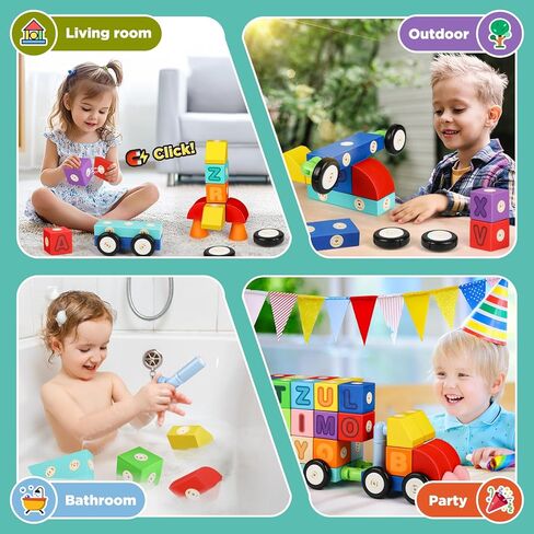 Joyfresh Big Magnetic Building Blocks for Toddlers, Large Foam Block 100pcs for Kids 2 3 4 5 6 Years Old, Magnet EVA Blocks Toy for Boys Girls in Kuwait