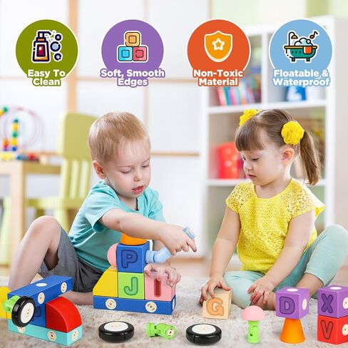 Joyfresh Big Magnetic Building Blocks for Toddlers, Large Foam Block 100pcs for Kids 2 3 4 5 6 Years Old, Magnet EVA Blocks Toy for Boys Girls in Kuwait