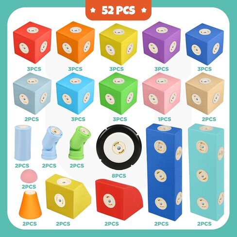 Joyfresh Big Magnetic Building Blocks for Toddlers, Large Foam Block 100pcs for Kids 2 3 4 5 6 Years Old, Magnet EVA Blocks Toy for Boys Girls in Kuwait