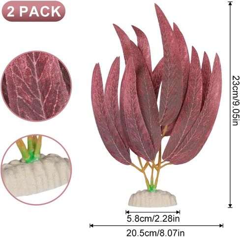 BEGONDIS 2Pcs Artificial Aquatic Plants Set - Lifelike Silk Fabric Leaves for Aquarium Decoration, Easy to Maintain, Vibrant Underwater Garden (Green) in Kuwait