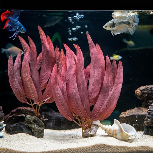 BEGONDIS 2Pcs Artificial Aquatic Plants Set - Lifelike Silk Fabric Leaves for Aquarium Decoration, Easy to Maintain, Vibrant Underwater Garden (Green) in Kuwait