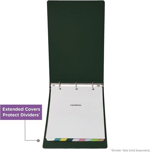 Carstens 2-Inch Heavy Duty 3-Ring Binder - Top Opening, Forest Green, Durable Plastic, Precision No-Gap Rings, Waterproof Cover, No Pockets, Holds 300 Letter Sheets, BPA-Free, Made in USA (5870-3R) in Kuwait