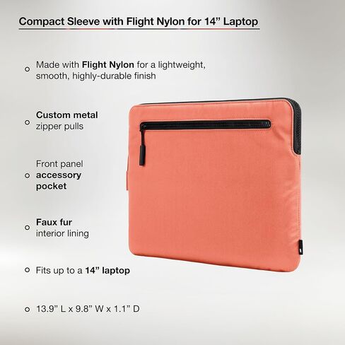 حقيبة كمبيوتر محمول مدمجة من Incase مع نايلون الطيران - حقيبة MacBook Pro 14 بوصة وحقيبة كمبيوتر (14 بوصة، 2023-2021) - متينة وخفيفة الوزن، أسود (13.9 × 9.76 × 1.06 بوصة) in Kuwait