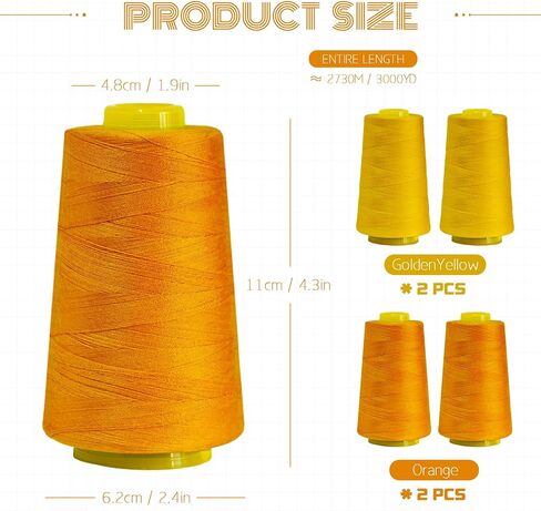 All-Purpose Polyester Sewing Thread - 4-Pack (12,000 Yards Total) - White Thread Cones for Serger, Overlock, Quilting & Sewing Machines in Kuwait