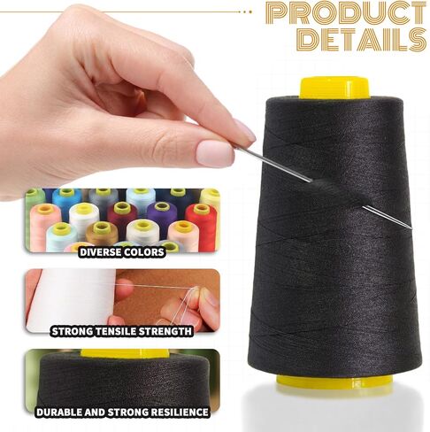 All-Purpose Polyester Sewing Thread - 4-Pack (12,000 Yards Total) - White Thread Cones for Serger, Overlock, Quilting & Sewing Machines in Kuwait
