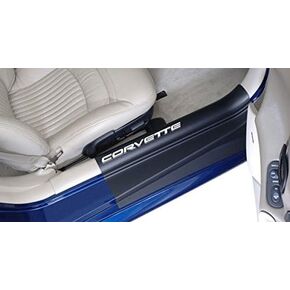 Corvette Door Sill Ease Protectors : 1997-2004 C5 & Z06 (Black w/White Letters)