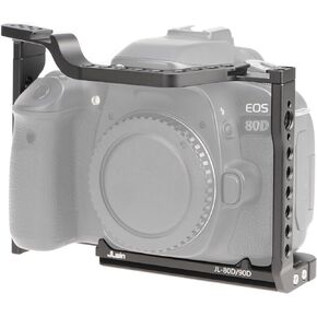 Camera Cage for Canon EOS 90D 80D 70D Camera, Aluminium Video Vlogging Rig with Cold Shoe, 1/4"-20 Screw Mount, 3/8"-16 Locating Hole for Arri Grip, Quick Release Plate for Arca-Swiss Tripod