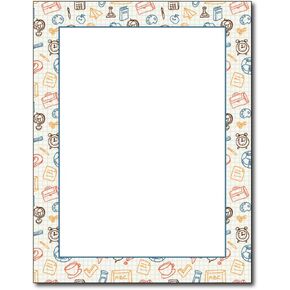 Academic Border School Stationary - 80 Sheets - Great for Parties, Flyers, & Announcements