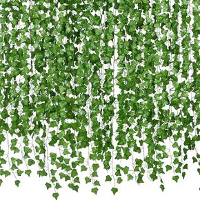 DearHouse 24 Pack 168Ft Artificial Ivy Vine Greenery Garlands Fake Plants Hanging Greenery Vine Leaves for Home Bedroom Office Wedding Wall Decor