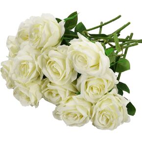 Felice Arts 12 Pack Black Artificial Roses Flowers with Stems Silk Rose Bouquet for Wedding Vase Table Centerpiece DIY Decor