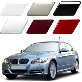 Front Bumper Headlight Washer Nozzle Cover Cap Fit for BMW 3 Series E90 E91 2009 2010 2011 61677211209 61677211210 (Black, Right Passenger Side)
