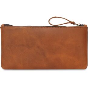 Leather Pencil Pouch, Currency Pouch, Leather Pencil Case, Zippered Pouch Paper Money, Pen Case, Pen & Marker Case, Pencil Case For Sketch Artists & Office Use (TAN)