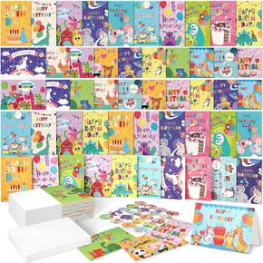 Harloon 200 Pack Happy Birthday Card Assorted Bulk with Blank Envelopes and Stickers 4 x 6 Inches Greeting Blank Happy Birthday Cards for Men Women Adults Kids, 20 Styles(Colorful Style)