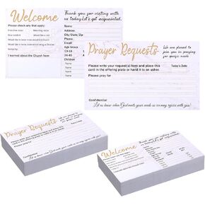 Fainne 200 Pack Church Visitor Cards 3 x 5 Inches Church Welcome Small Prayer Decorative Prayer Request Cards for Greeting Praying (Marble)