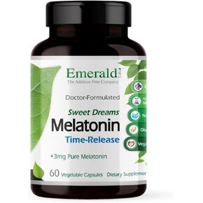 Emerald Labs Melatonin Time Release - Dietary Supplement for Healthy Sleep Patterns, Performance and Focus - 60 Vegetable Capsules