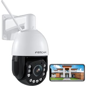 FOSCAM 4MP WiFi Outdoor Camera, 18X Optical Zoom with Auto Tracking, 2.4/5GHz WiFi Camera for Home Security, Person Vehicle Detection, 656ft Night Vision, 350°Pan 90°Tilt, Two-Way Audio, SD4H