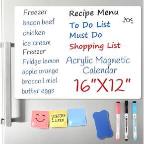 Magnetic Whiteboard for Fridge, 16"x12" Family Dry Erase Board with 3 Markers, 1 Eraser, Planning Schedule Refrigerator Magnet White Boards for Home in Kuwait